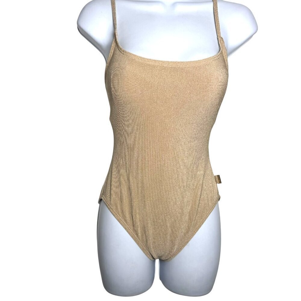 Michael Kors nude tone one piece swimsuit size 6 adjustable straps - Picture 2 of 9